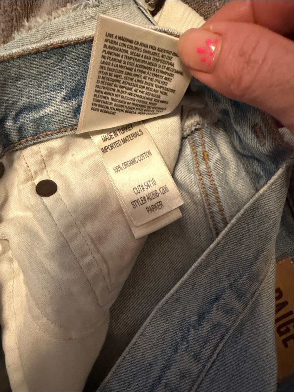 Agolde Light Blue Frayed Hem Denim Shorts - Picture 5 of 6